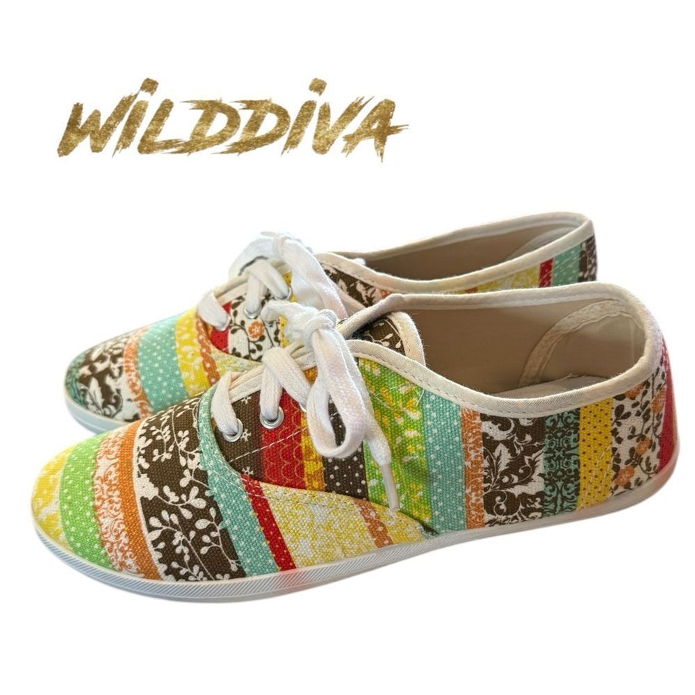Wild Diva Women's Canvas Mult-Color Sneakers 6.5